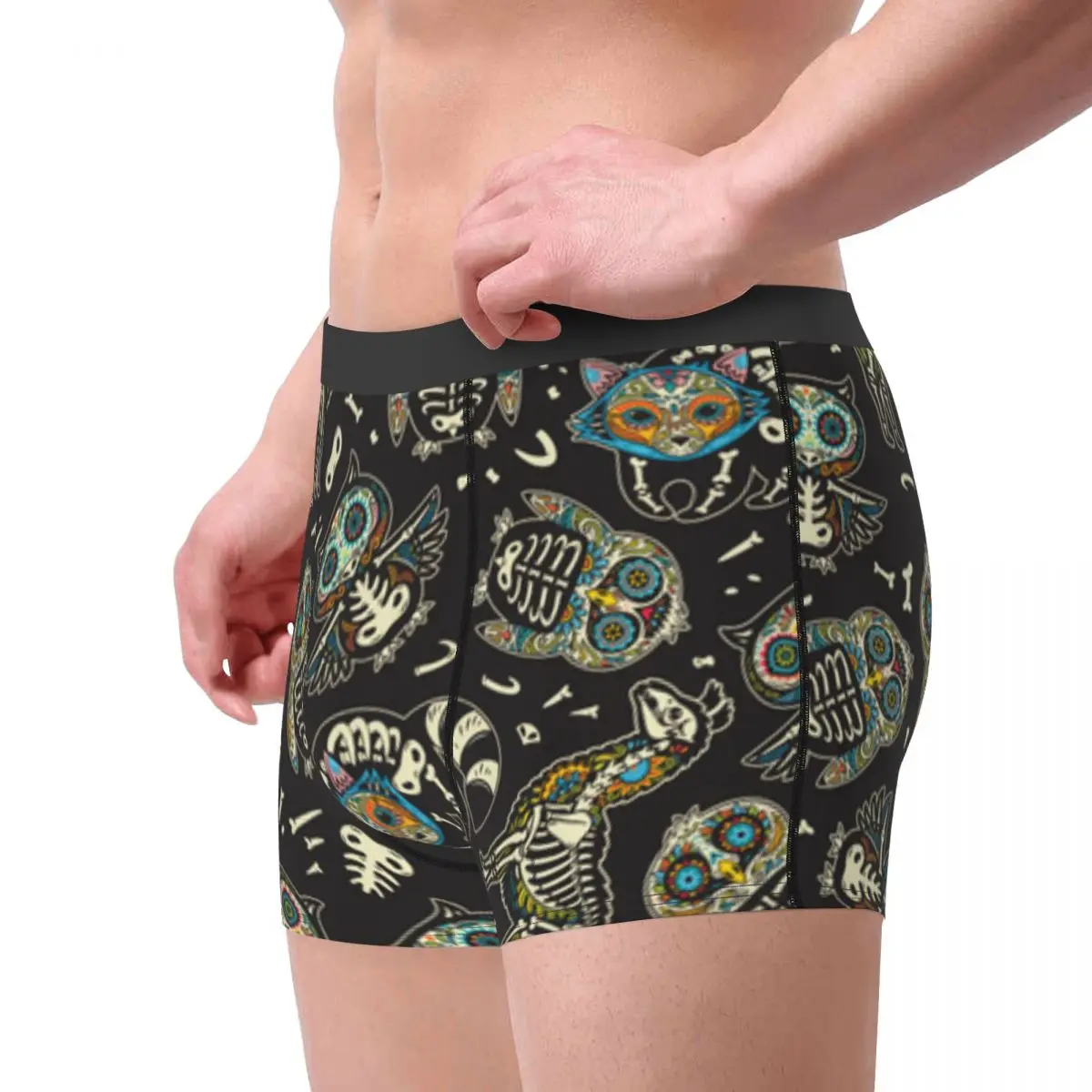 Men's Underwear Underpants Owl Penguin Llama Raccoon Sugar Skull Men Boxer Shorts Elastic Male Panties