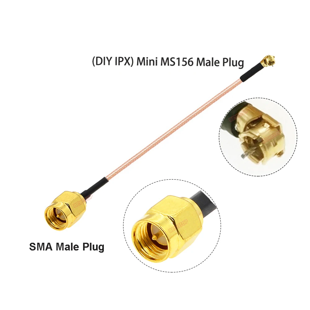 BEVOTOP New Arrival DIY  Male Plug Mini MS156 to SMA / RP-SMA Male RG178 Cable RF Coaxial WIFI Antenna Extension Jumper