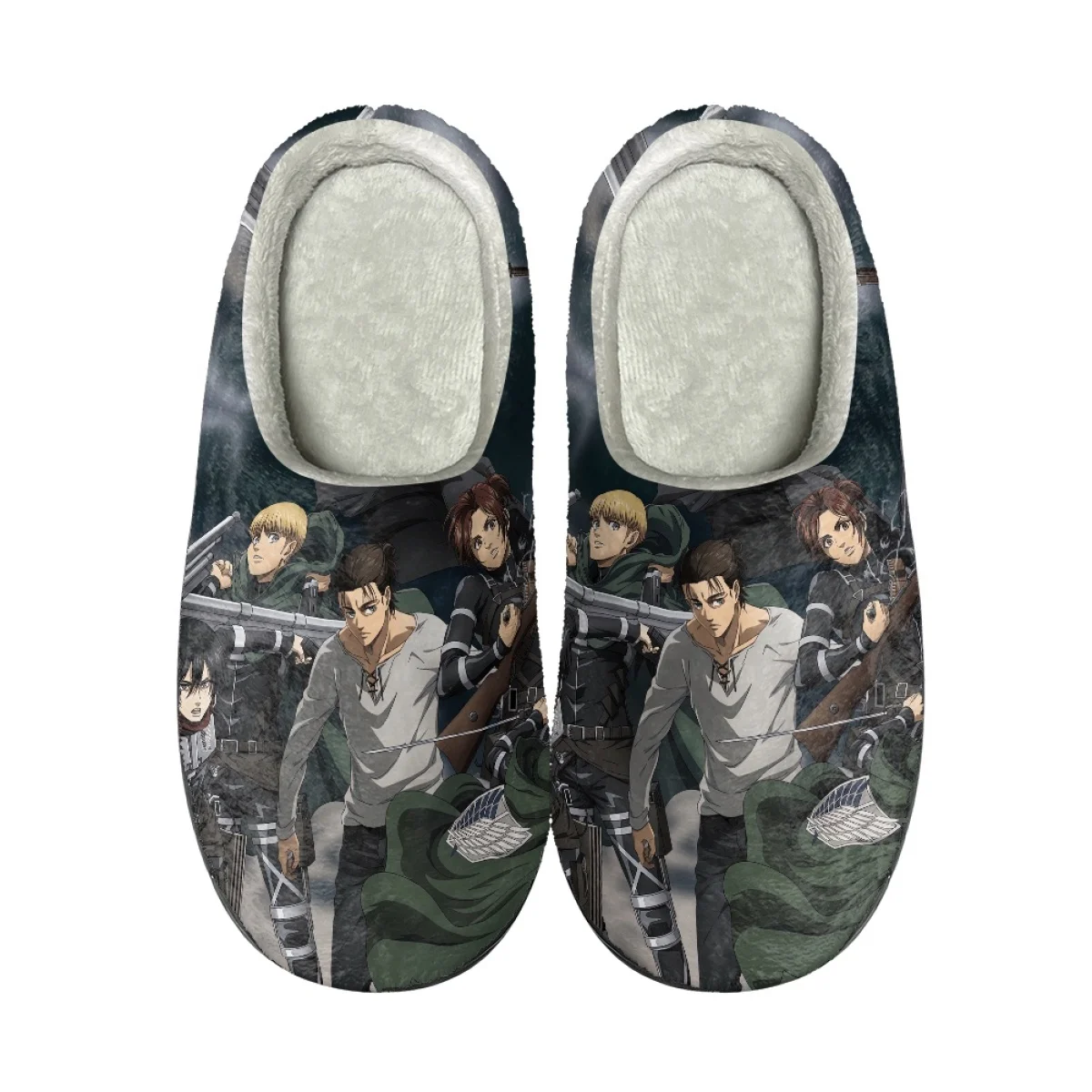 Winter Women Cozy Flats Cotton Slippers Anime Attack on Titan Design Indoor Warm Footwear Non-Slip Home Couple Slides Slippers