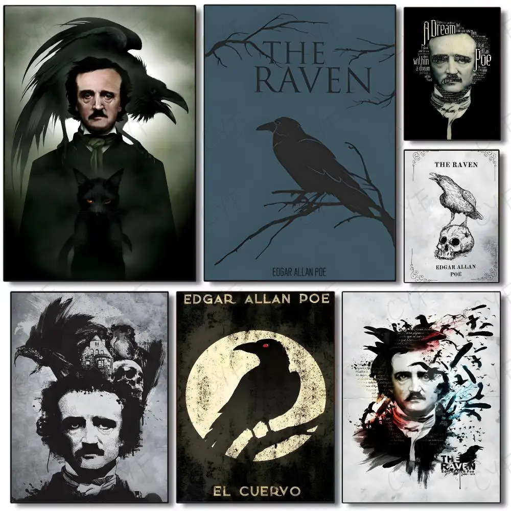 Writer Horror Edgar Allan Poe Poster Painting Wall Art Mural for Living Room Home Decor and Gifts
