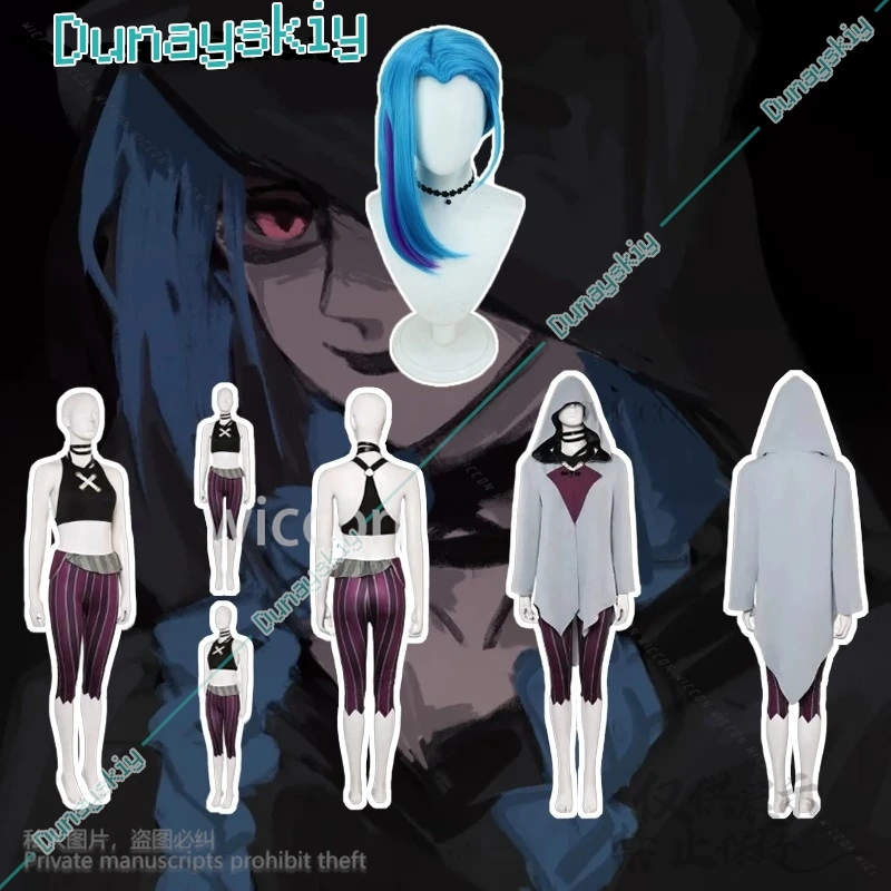 

Anime Movie Arcane Cosplay Game LOL Costume Jinx Women Fantasia Halloween Christmas Party Suits Customized For Girls Woman