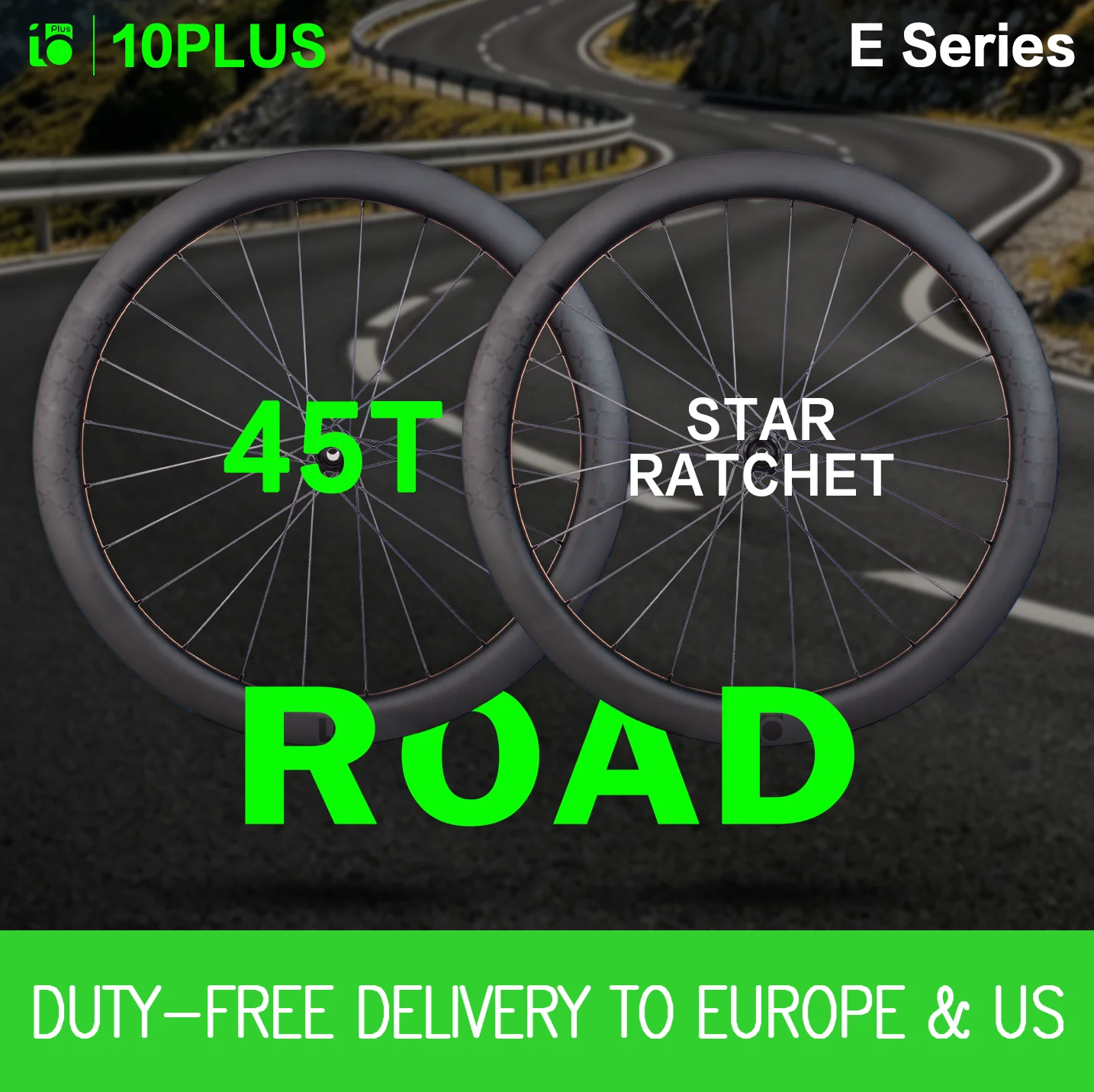 10PLUS E Series 700c Disc Brake Road Wheelset Pillar 1423 Ceramic 45T Star Ratchet