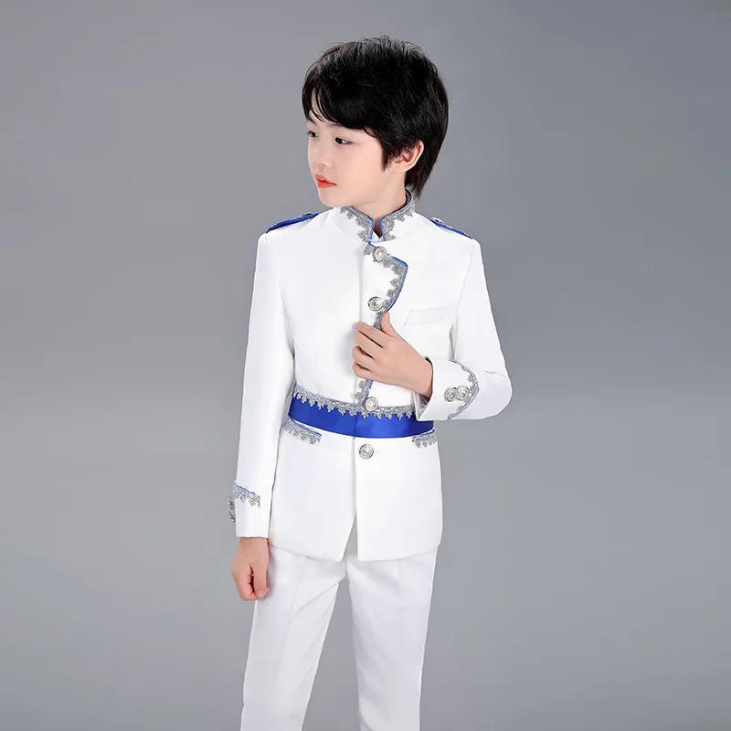 Kids White Court Stage Performance Costume European style Jacket Pants Clothing Set for Children's Day Boys Christmas Dress image 4