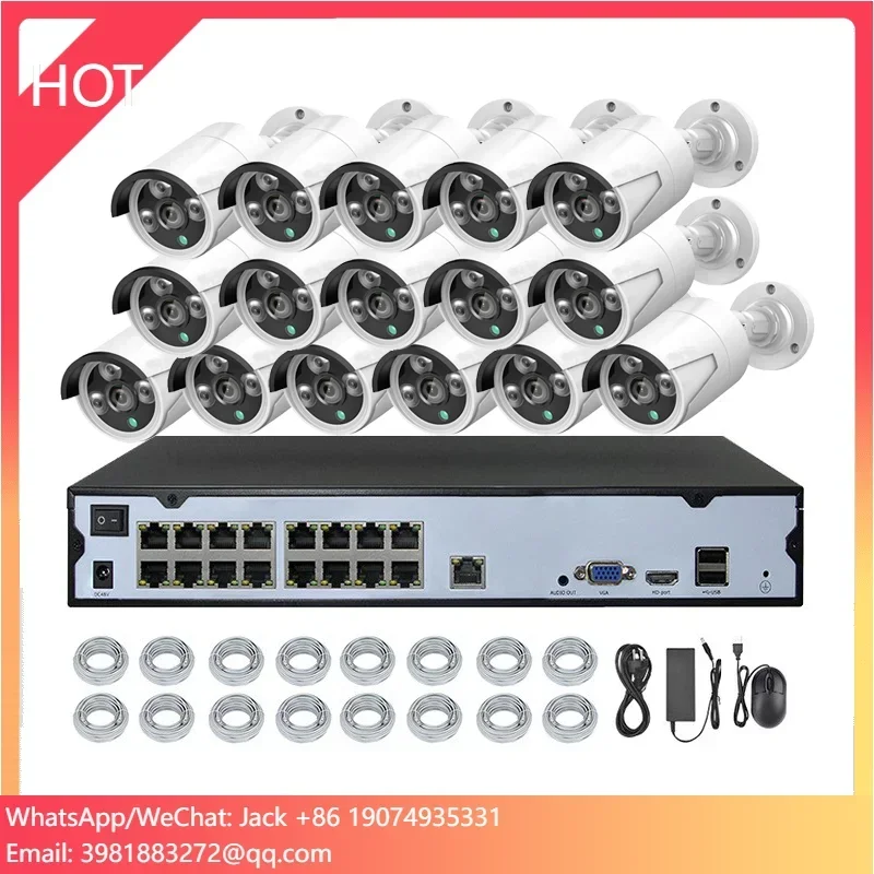 16-Channel 4K 8MP Home Security Camera System Indoor/Outdoor Face Detection Bullet IP With On-vif NVR Kit Poe Compatible