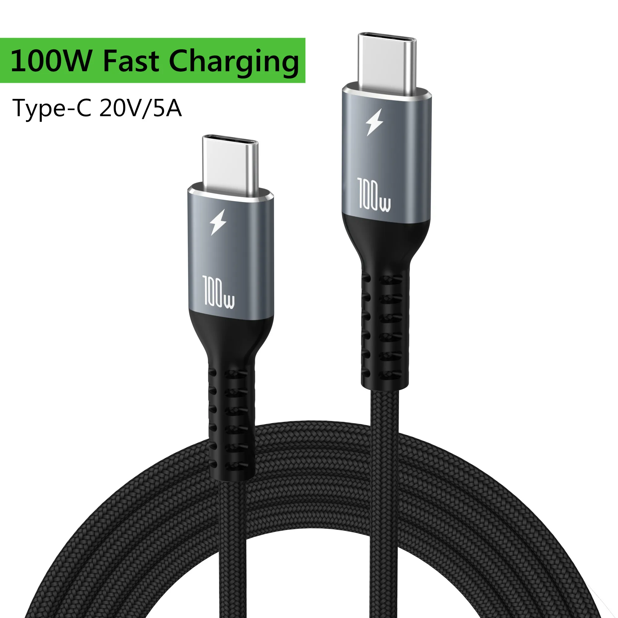 100W Type C to type C Cable PD 3.0 Quick Charge 4.0 Fast Charging 5A Type C to Type C for iPhone 15 Macbook Samsung Xiaomi