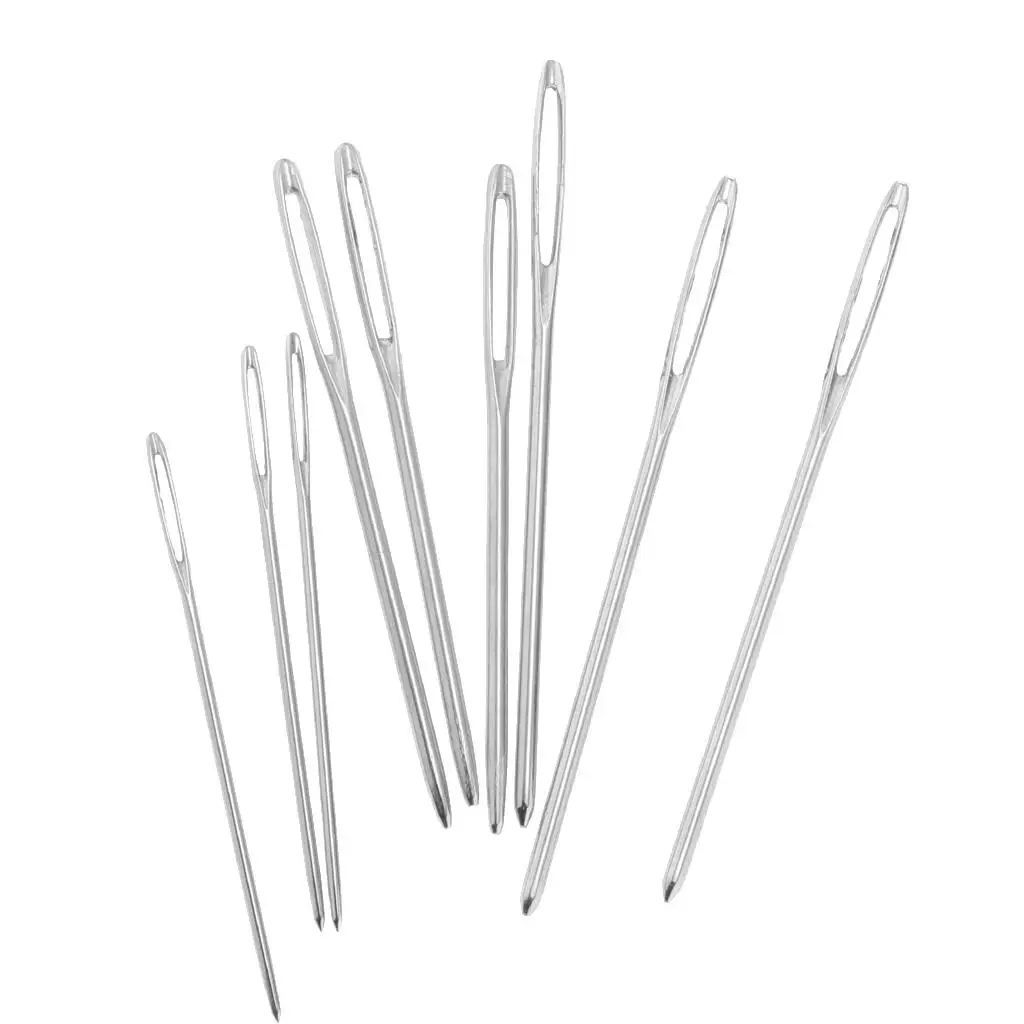 9 Pieces Stainless Steel Assorted Sizes Large-Eye Needles Sewing Yarn Kniting Embroidery Needles