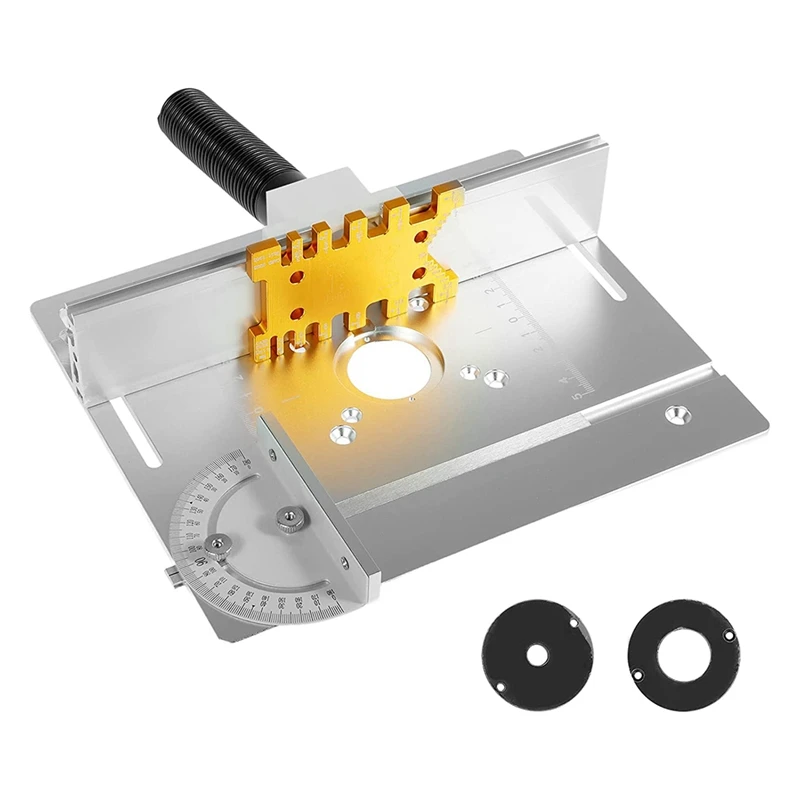 

Aluminium Router Table Insert Plate, Wood Milling Flip Board With Miter Gauge,Router Trimmer Woodworking Wood Tool