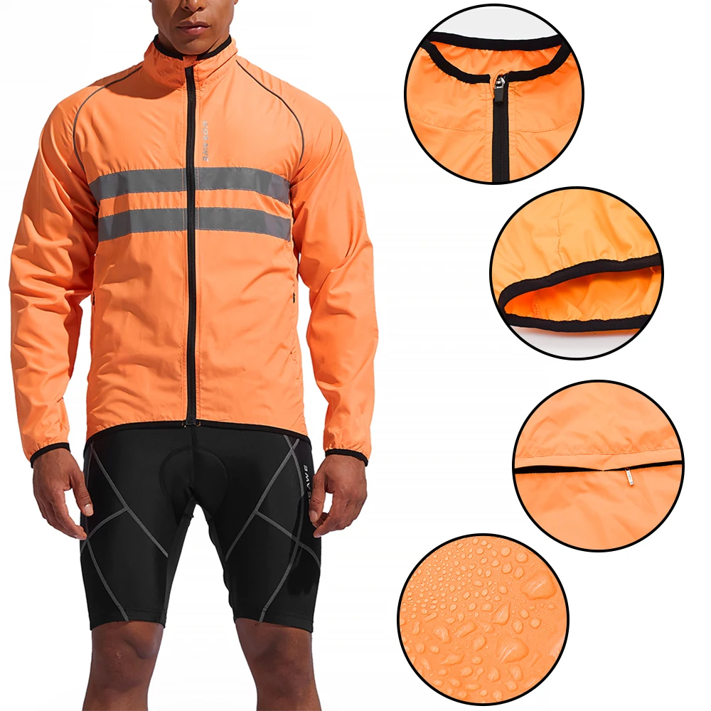 WOSAWE Cycling Jacket MTB Road Windbreaker Lightweight Quick Dry Reflective Bicycle Long Sleeve Men Mountain Bike Cycling Jersey