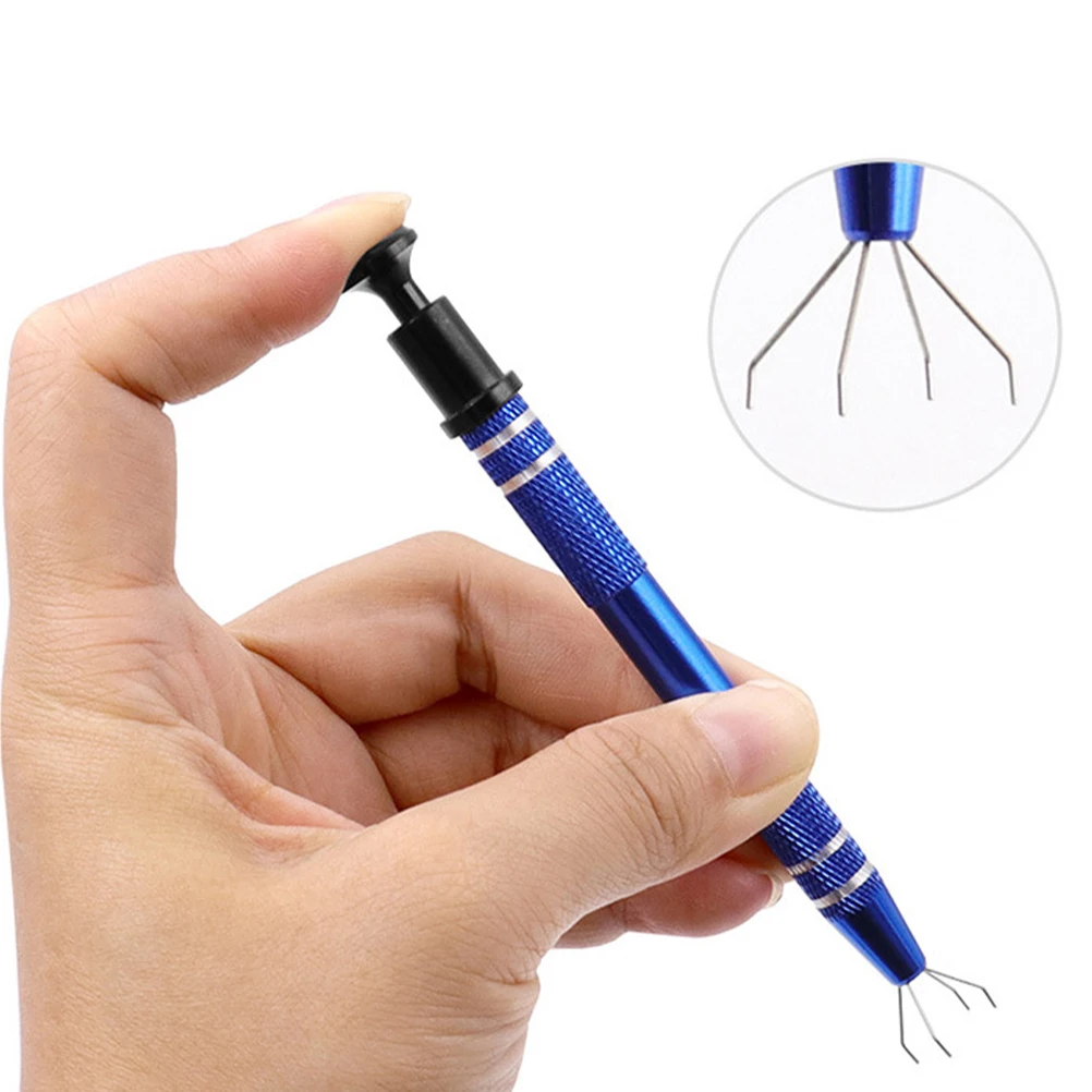 

2 Pcs 4 jaw Pick up Tool Metal Grabber for Small Parts Screw Puller Spring Assisted Durable Anti rust Outdoor Camping Hiking