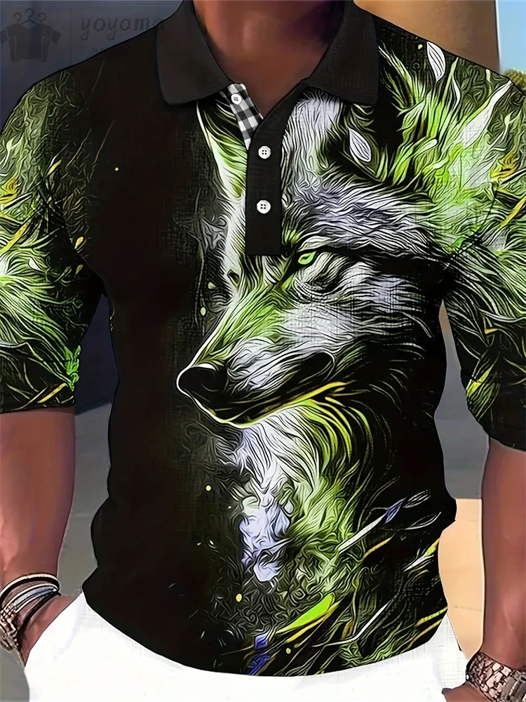 Letnia moda 3D Lion Print Koszulki polo dla mężczyzn Casual Harajuku Streetwear Top Animal Print Męskie koszulki polo z krótkim rękawem