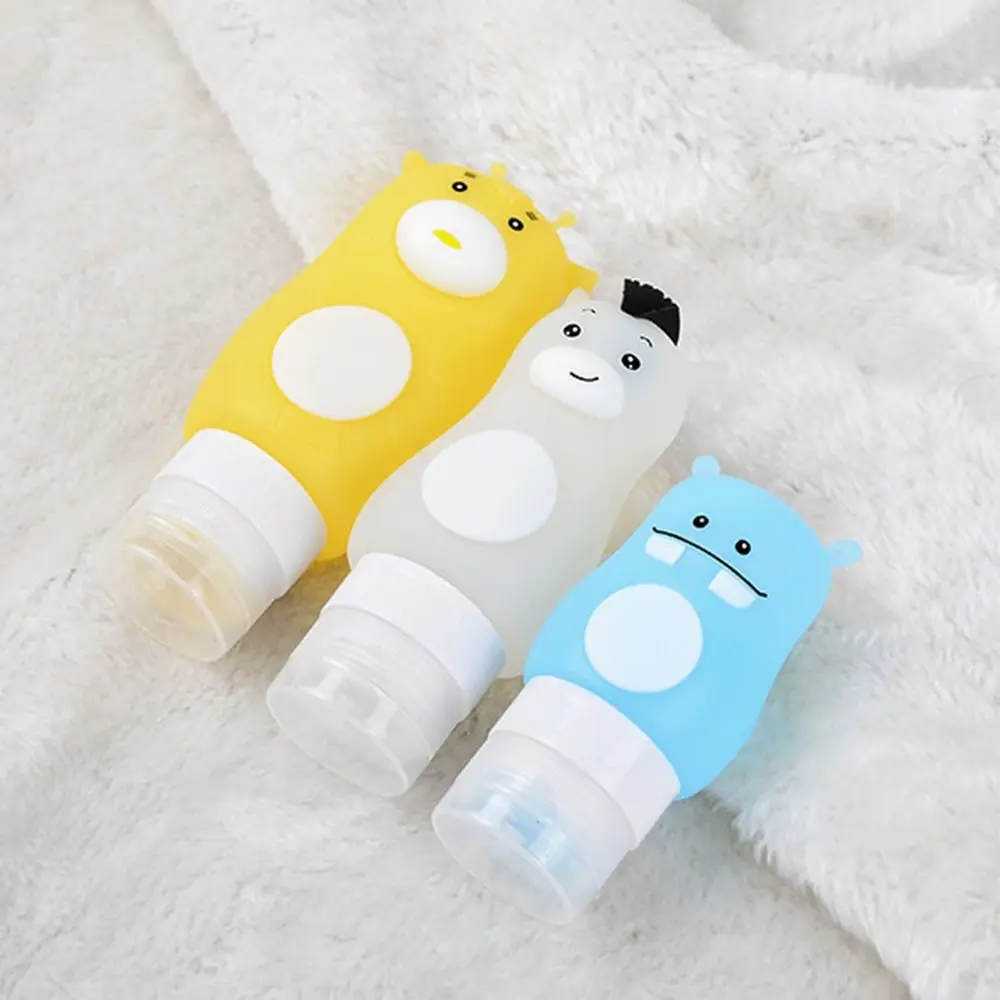 Cute Cartoon Deer Horse Animal Silicone Travel Case Organizer Shampoo Shower Gel Lotion Storage Refillable Bottle