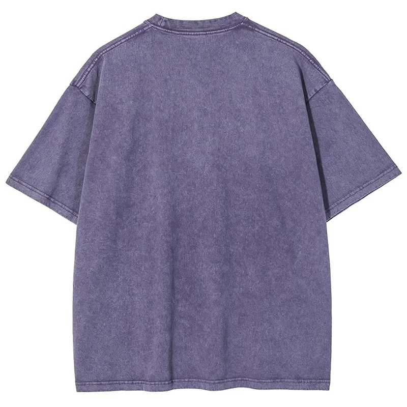 Vintage Washed Men's Snowflake T-shirt Casual Streetwear Summer Short Sleeved T-shirt