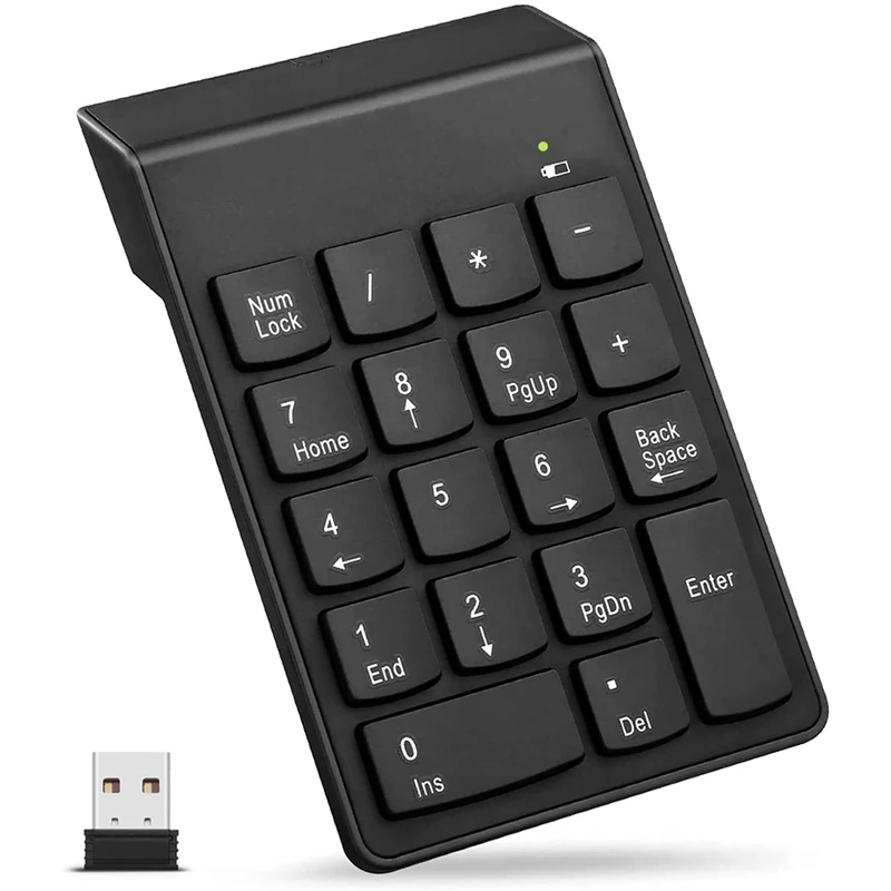 

Wireless Number Pad, 18 Key Numeric Keypads With 2.4G Mini USB Receiver, Financial Accounting Numpad For Laptop, Desktop