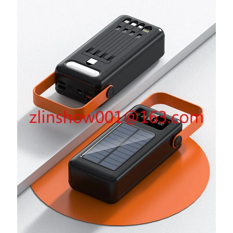 Large Capacity 150000 MA Outdoor Travel Solar Power with Data Cable Power Bank