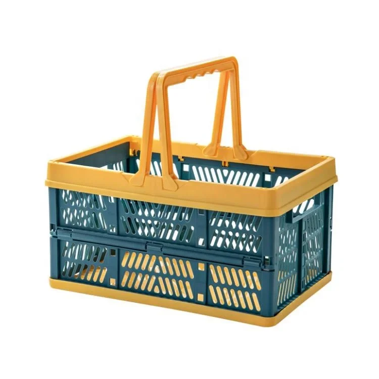 Wholesale Plastic Folding Basket Supermarket Shopping Storage