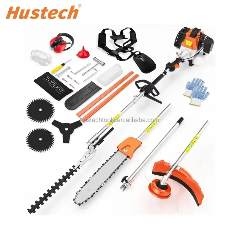 Brush Cutter for Hustech Durable Metal Construction 42.7cc 4/2-Stroke Petrol Powered CDI Ignition Multi-Function Garden Tool