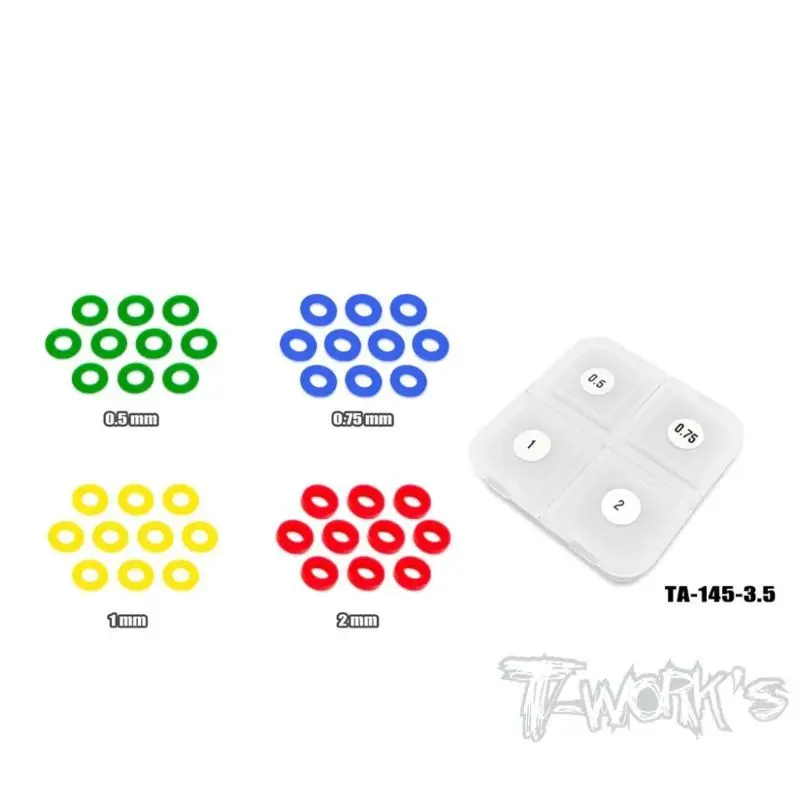 Original T Works TA-145-3.5 POM 3.5mm Bore Washer Set 0.5,0.75, 1, 2mm Each 10pcs. Rc Tool