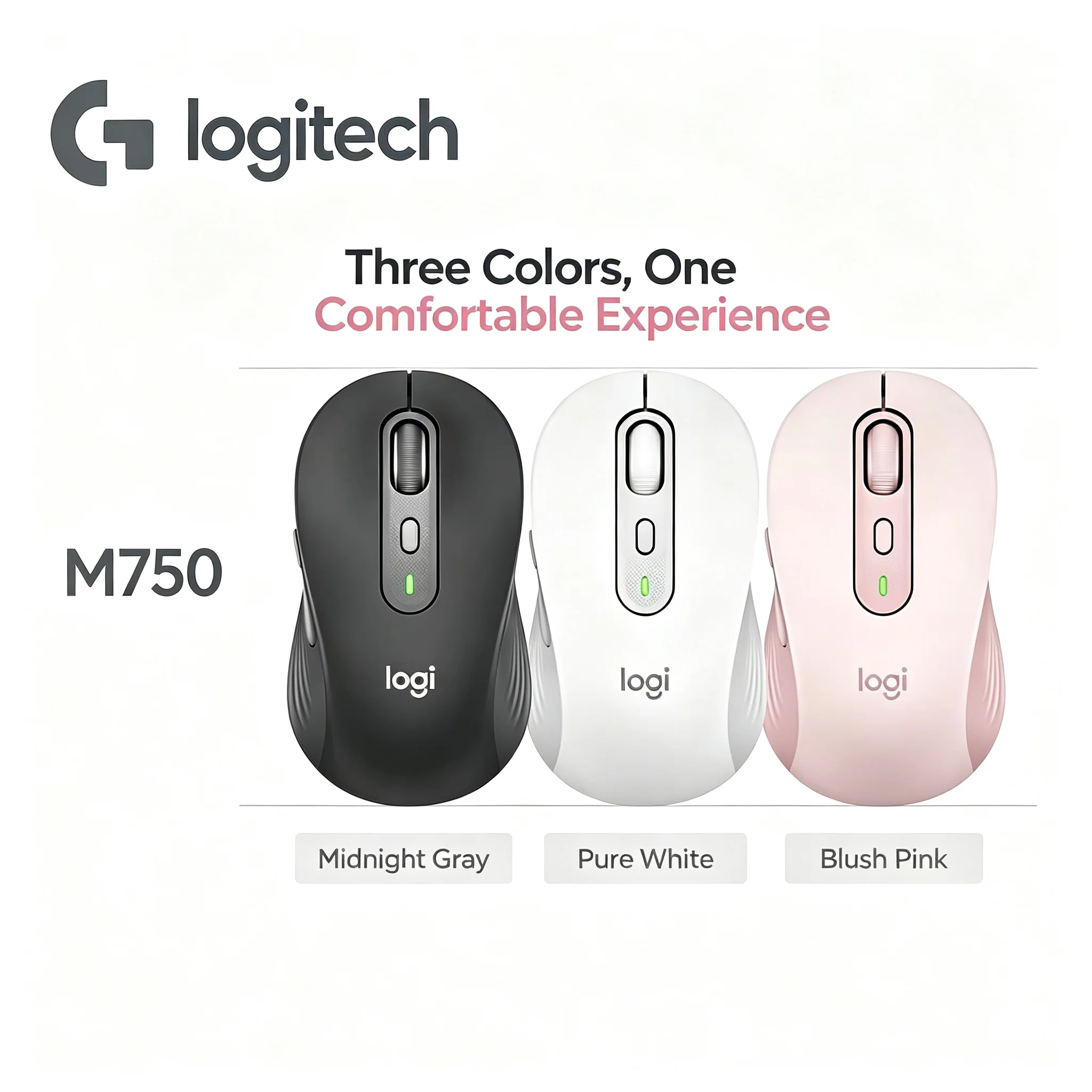 Logitech M750 Wireless Office Mouse Low Noise Clicks Suitable For Study Room Library And Night Working