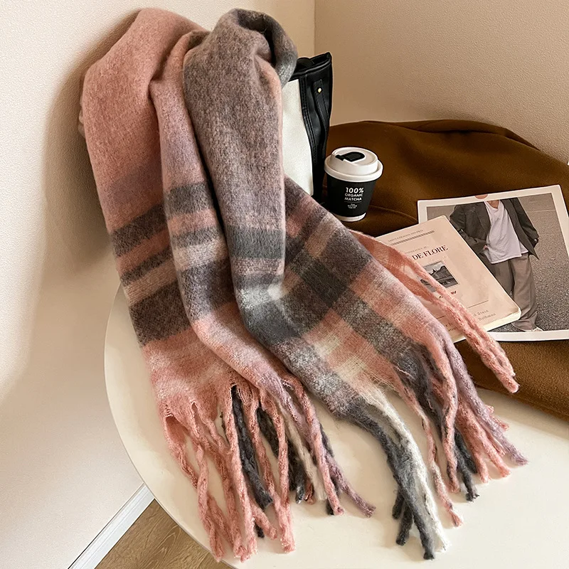 

Новый женский шарф Boucle, термомягкий капюшон большого размера, многосторонняя накидка, длинная круглая пряжа, утеплитель для шеи