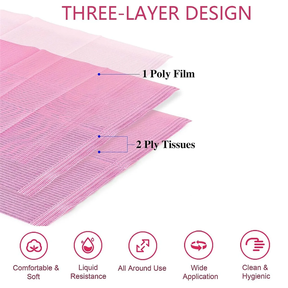 125PCS Disposable Nail Art Table Towels Mat 13 X 17inch Waterproof Nail Art Mat Paper Sheet Clean Pads Tattooing Pink