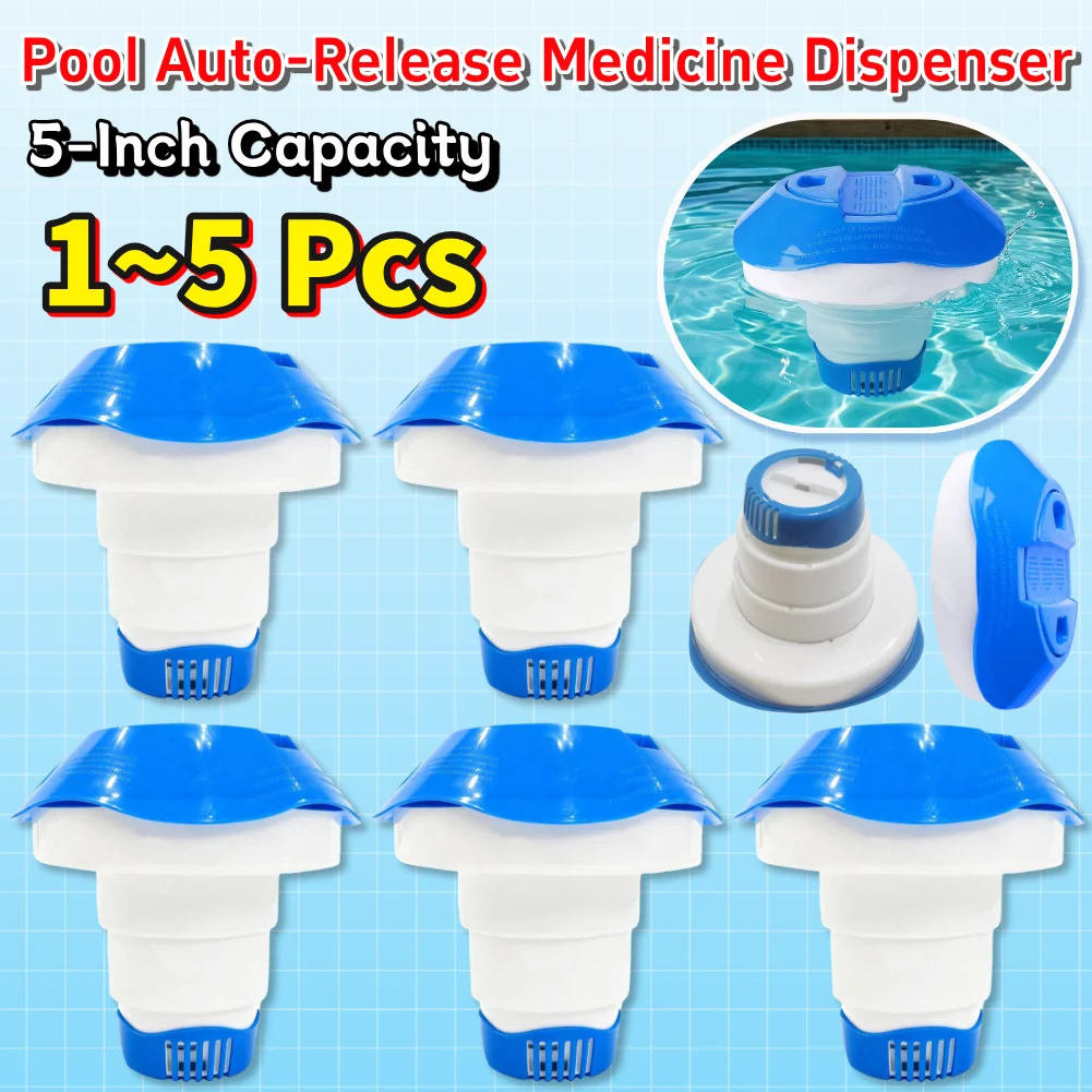 5-1pc Pool Medicine Dispenser with Adjustable Bottom Swimming Pool Floating Dispenser Slow Release Chlorine Tablet Auto-Supplier