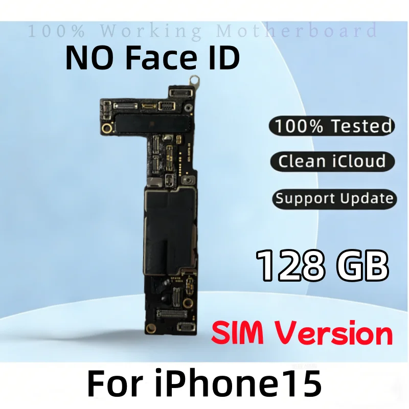 完全テスト済みの本物のiPhone 15マザーボード、ロック解除済み、Face