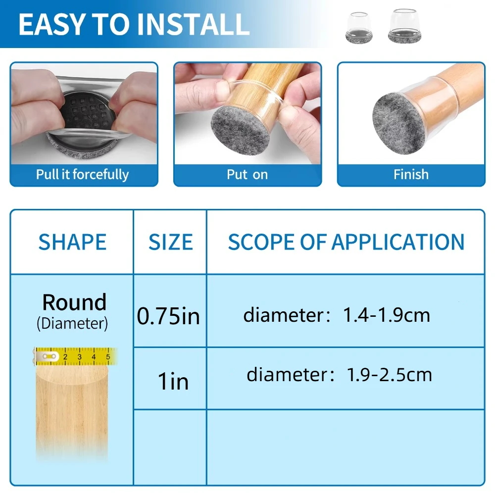 8 قطعة كرسي السيليكون الساق حامي يغطي سميكة ورأى أسفل كرسي الساق قبعات عدم الانزلاق تقليل الضوضاء الأثاث الطابق قدم كوب المنزل #6
