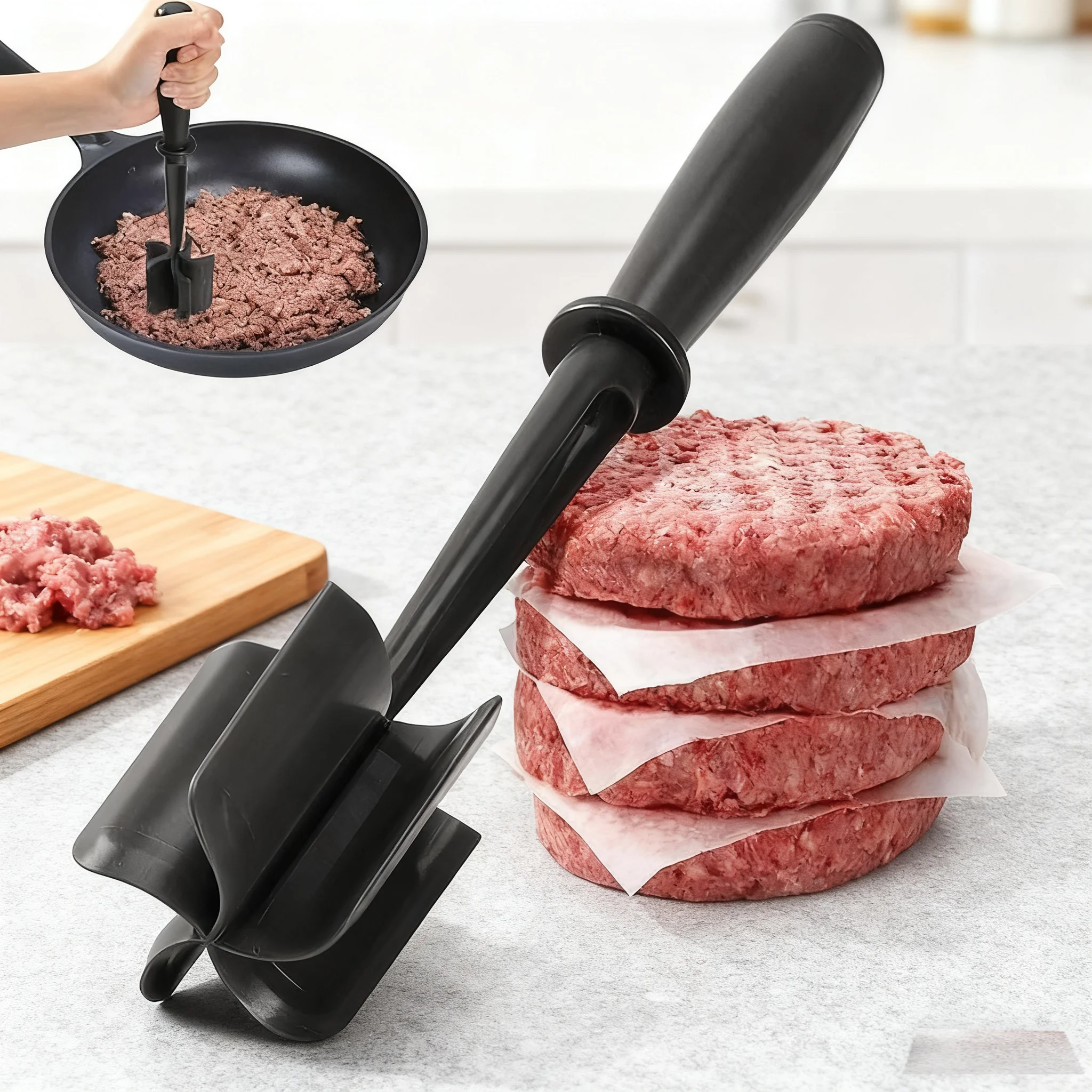 Multifunktionaler Kartoffelsalat-Schneider, Handlicher Fleischzerkleinerer, Hitzebeständiger Silikon-Mixer, Küchenschaber-Utensil