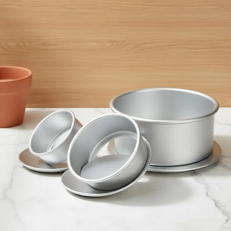 1Pcs Aluminum Alloy Round Cake Pan Set With Removable Bottom Perfect For Home Baking Birthday Cake Making