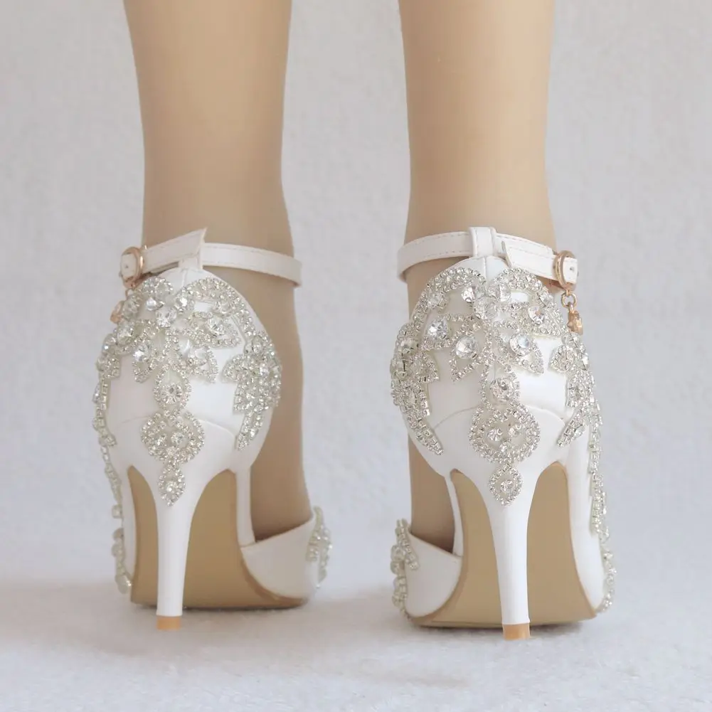 Style High Heels Sexy Women Pumps Sandals  Rhinestone Wedding PU 7.8 CM Thin Heels Side Air Woman Shoe Elegant Sexy  Sandals
