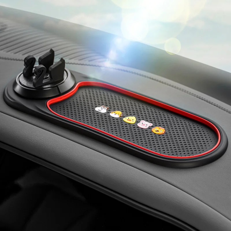 Universal Fit PVC Anti-Slip Mat for Cars, Novelty Patterned Carpet Dashboard Grip Pad with Concealed Number Plate Feature - Mult