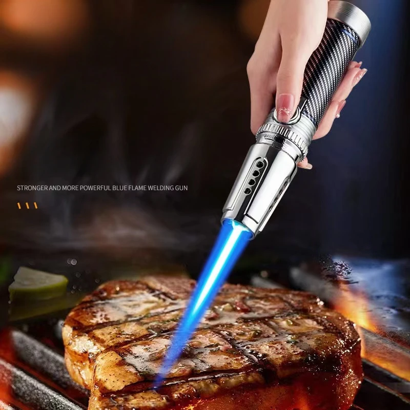 1300℃ Spray Gun Turbo Metal Jet Blue Flame Butane Gas Lighter Kitchen Cooking Smoking Accessories Windproof BBQ Cigar Lighters