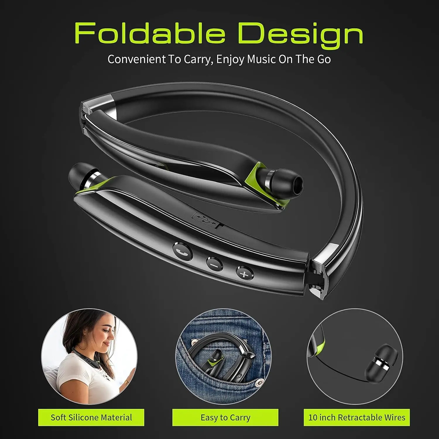 Bluetooth Earphones Neck Hanging Earplug Type Telescopic Intelligent Voice Microphone Bluetooth Earphones