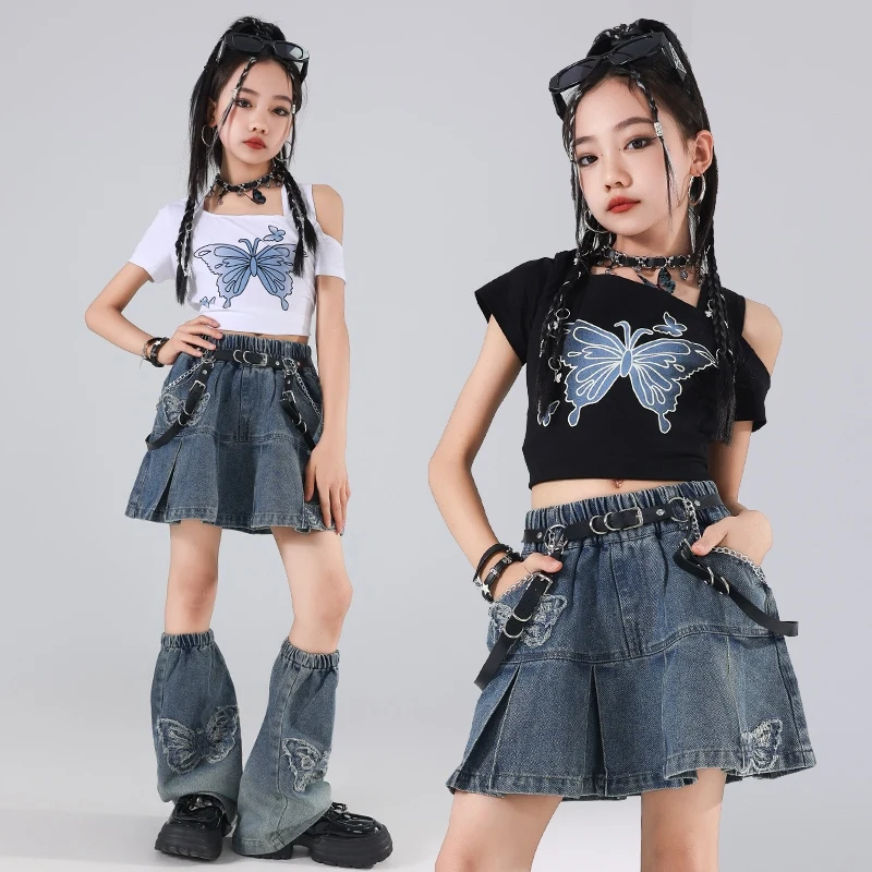 Jazz Dance Street Dance Butterfly Outfits Hip Hop Clothes Short Vest Shirt Cool Performance Suit Catwalk Show Costumes DQL9478