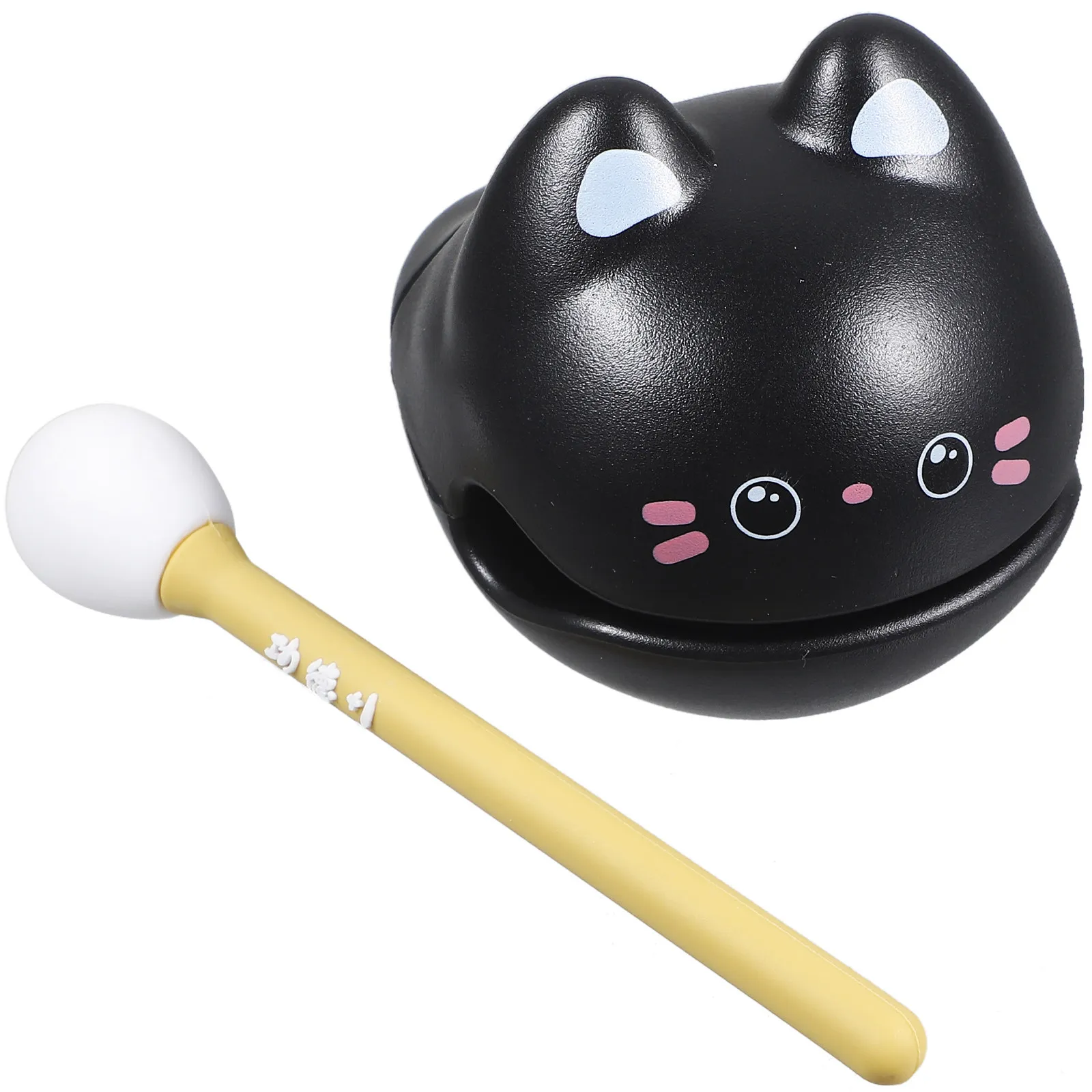 1Set Small Wooden Fish Temple Block Cat Design Rhythm Instrument for Office Decompression Stress Relief Music Enlightenment