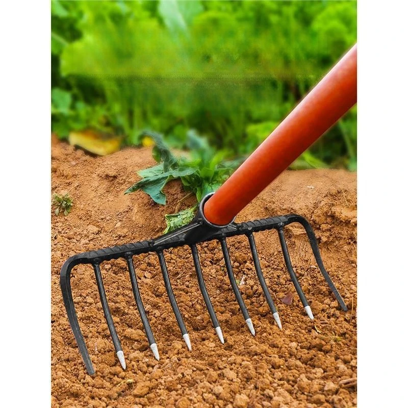 

Rake Farm Tool Nine-tooth nail Rake Flat Ground Turning Loosening Artifact Steel Rake Grass Planting Plow Cultivated Land