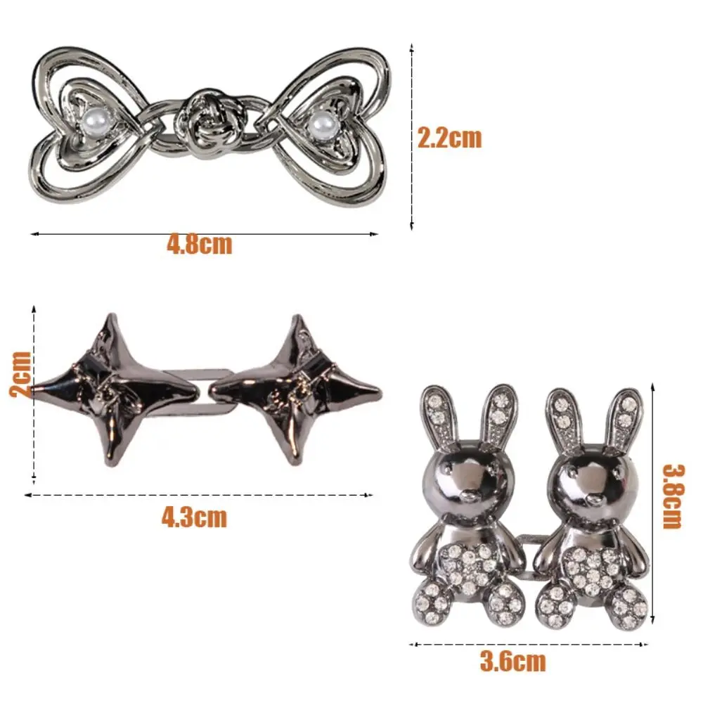 Portable Rabbit Jeans Buttons Replacement Waist Adjust Pants Pins Four-pointed Star Heart Shape Reusable No-Sewing Metal Button