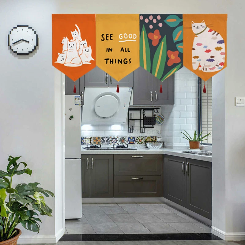 Modern Abstract Geometry Triangle Flag Door Curtain Minimalist Style Kitchen Bedroom Apartment Partition Curtain Home Decor