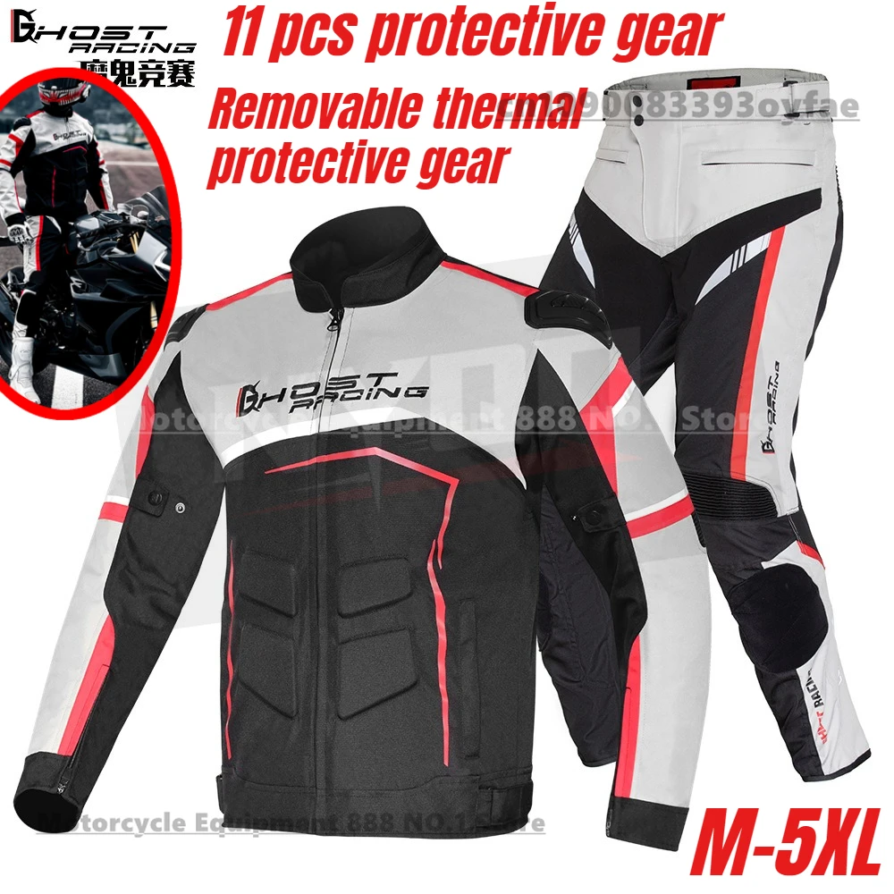 

Motorcycle Riding Suit Men's Winter Windproof Warm Waterproof Racing Clothing Riding Jacket and Pants with 11pcs Protective Gear
