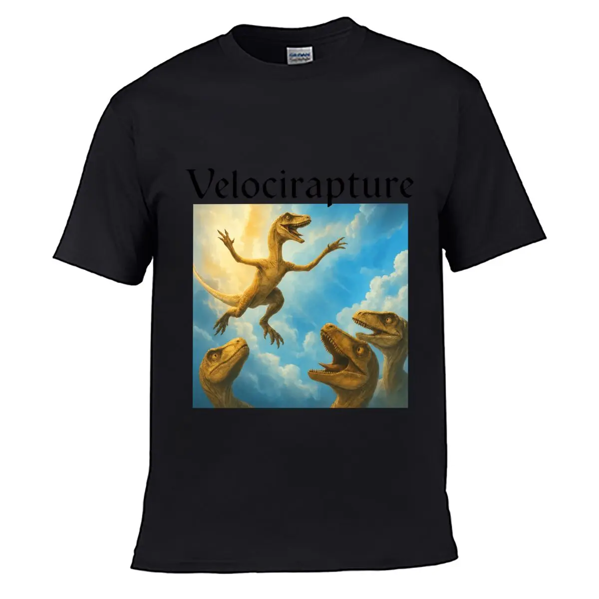 T-shirt décontracté Velocirapture Funny Velociraptor Dinosaur Sky Rapture Graphic, coupe ample, vintage, effet usé et délavé