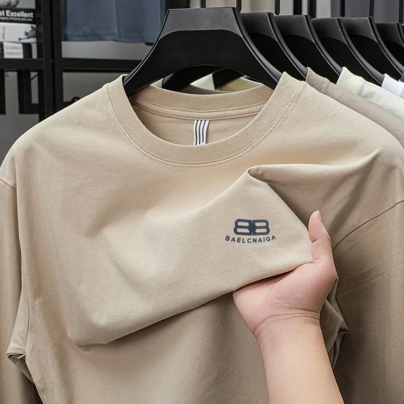 Cotton100% Spring Autumn Men's High Qualityl Ong Sleeves T-Shirt Round Neck Letter Printing Hoodie Leisure Exercise Men Clothing