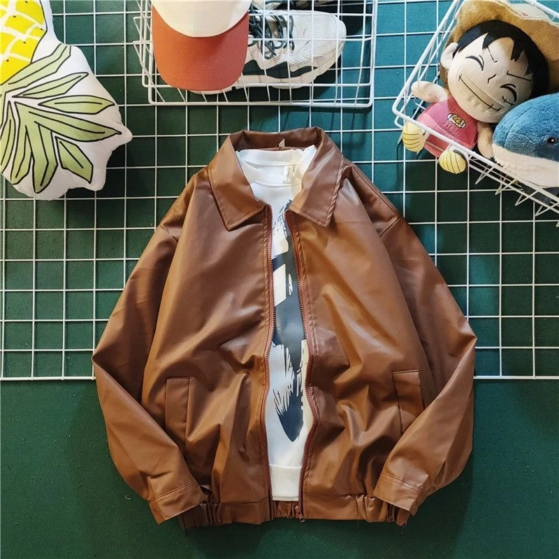 

Мужская байкерская куртка из искусственной кожи большого размера, повседневная уличная модная куртка, одежда для пар, бейсбольный стиль