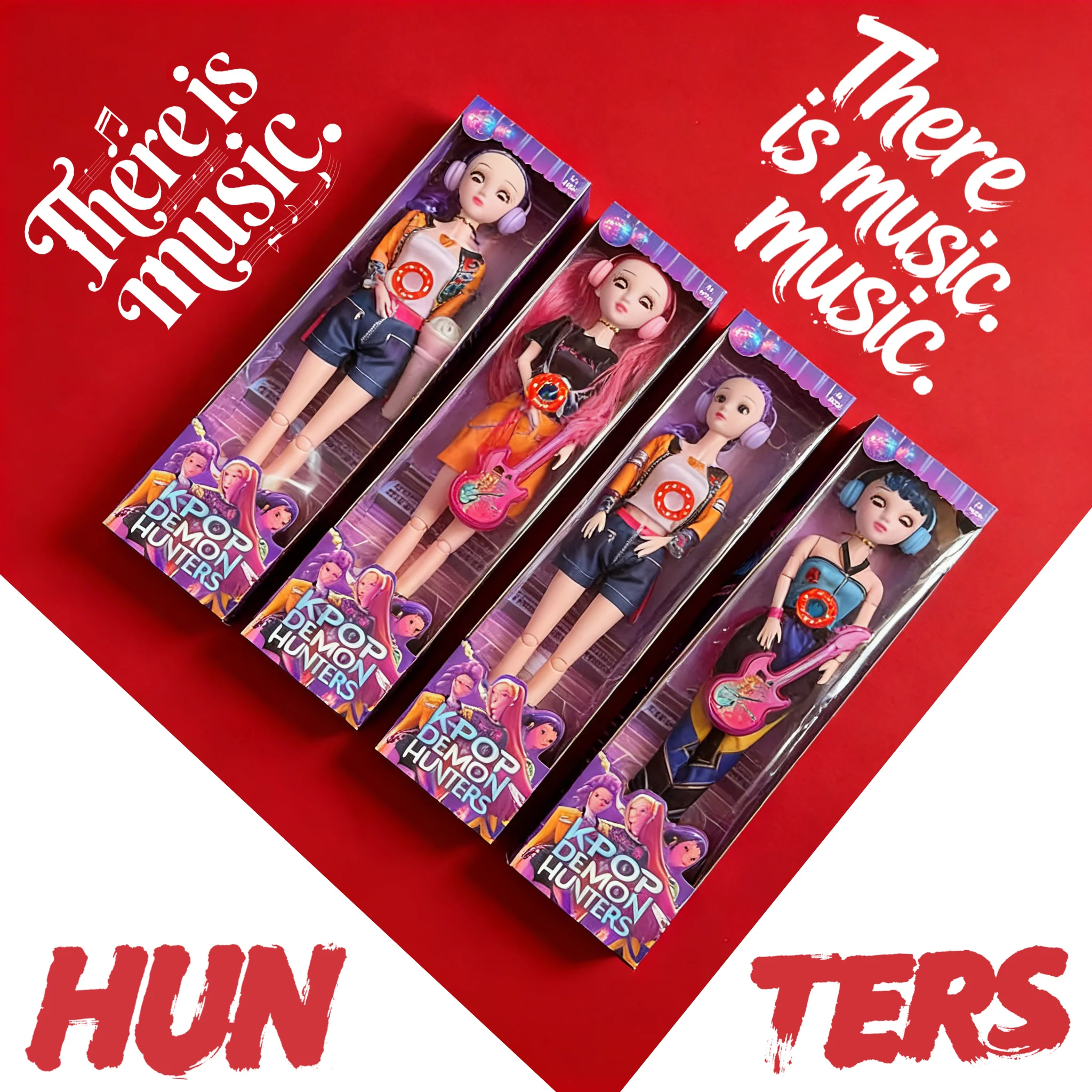 

Giant 59cm Musical Articulated Plastic Dolls | Kpop Demon Hunters Rumi Mira Zoey Winking Eyes Princess DIY Gifts