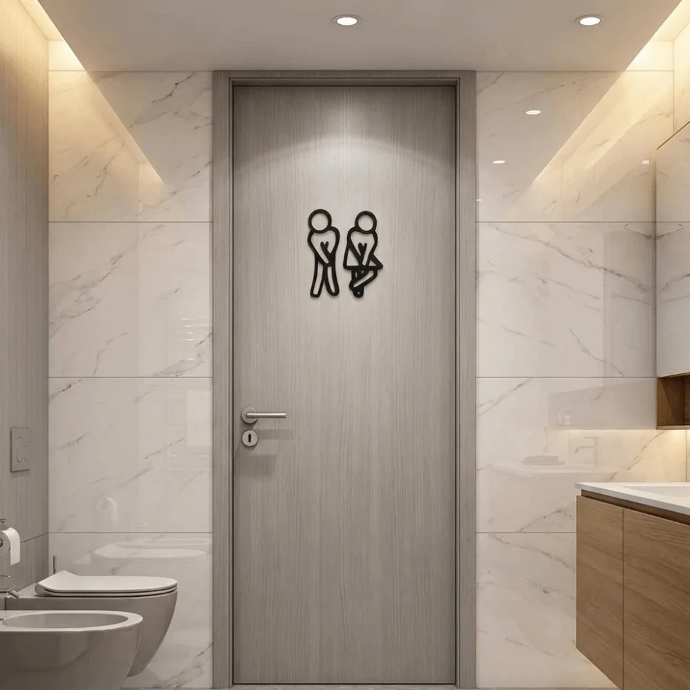 Creative 2D Flat WC Door Signs 12cm Funny Gender Signs Decorative Wooden Restroom Indicator Cafe