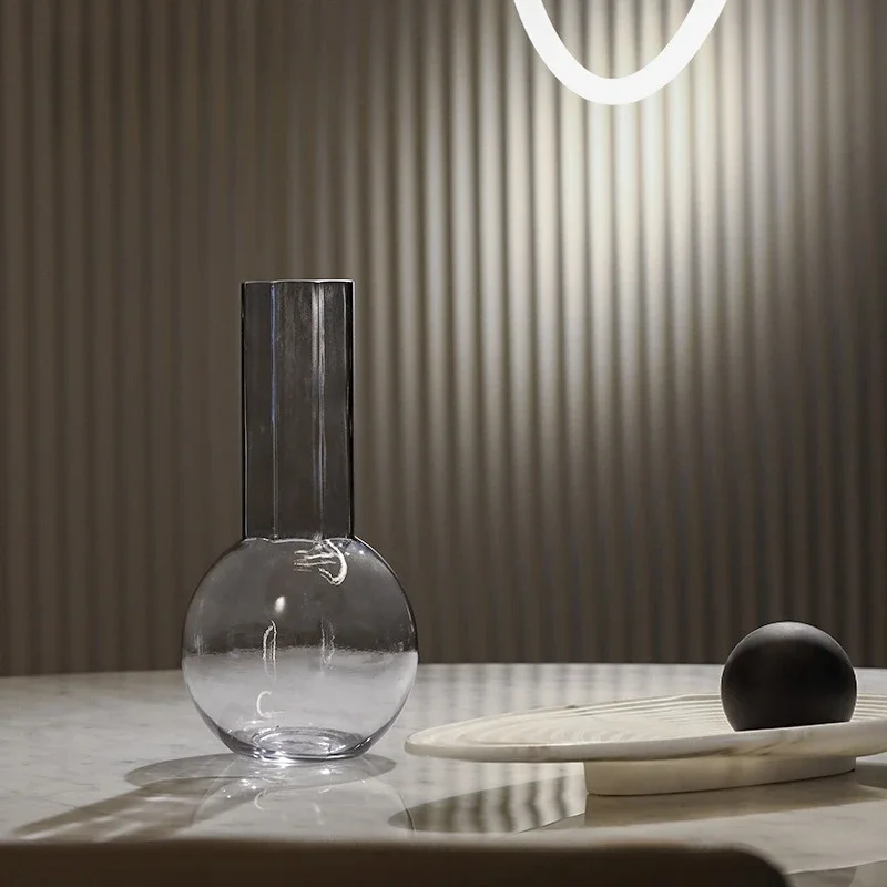 

Серая прозрачная гидропонная стеклянная ваза конфетной формы, домашний декор для гостиной, держатель для цветов