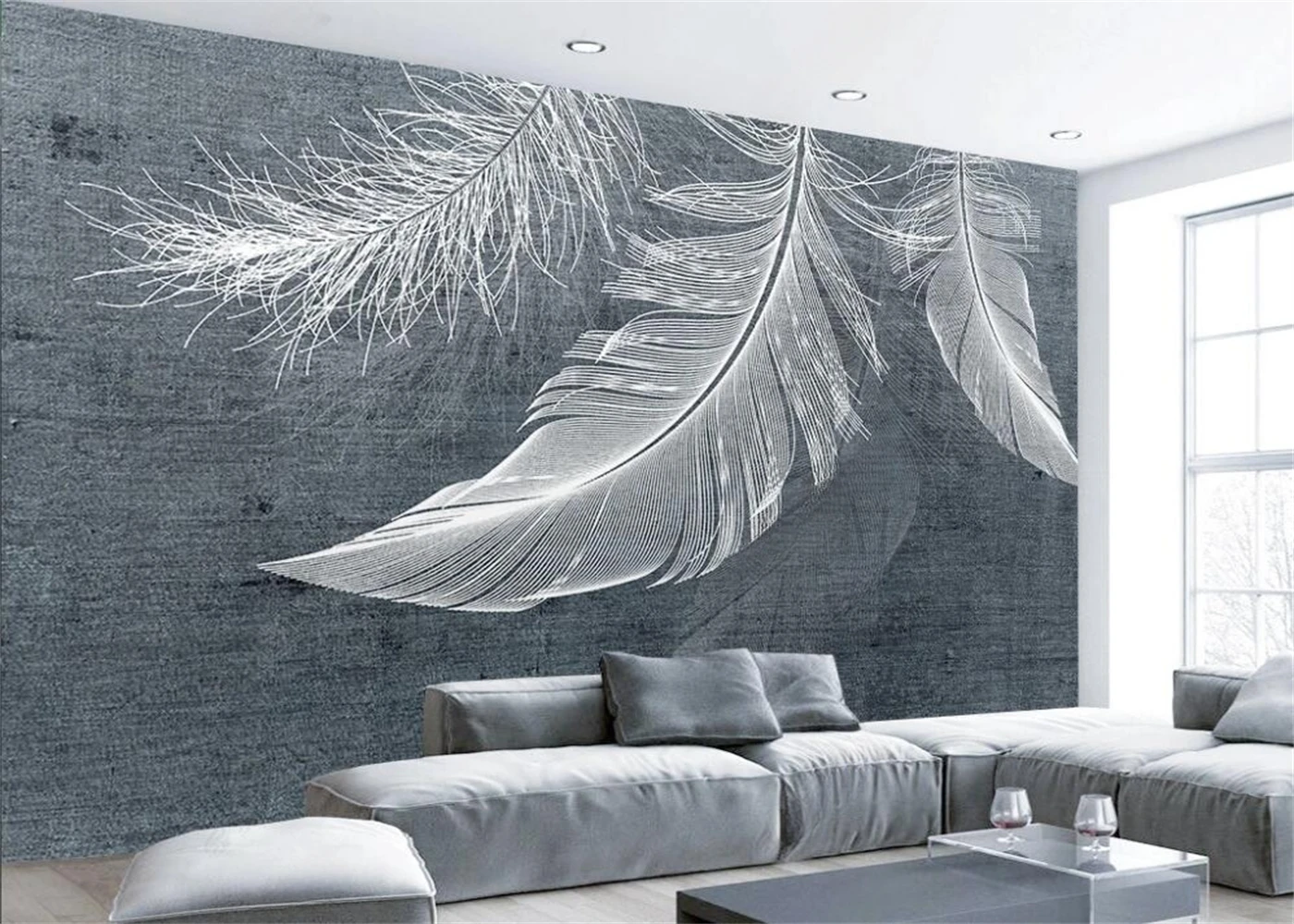 Custom size mural photo Nordic style white feather texture Grey cloth TV background wallpaper home decor bedroom 3d wallpaper