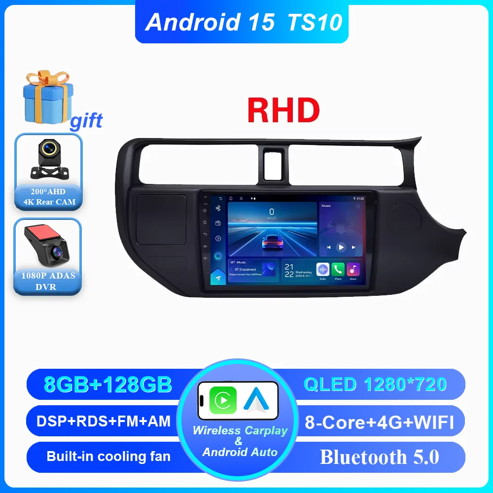 Android 16 autoradio voor KIA K3 RIO 2011 2012 2013 2014 2015 Carplay multimediaspeler stereo navigatie GPS 4G Wifi 2 Din