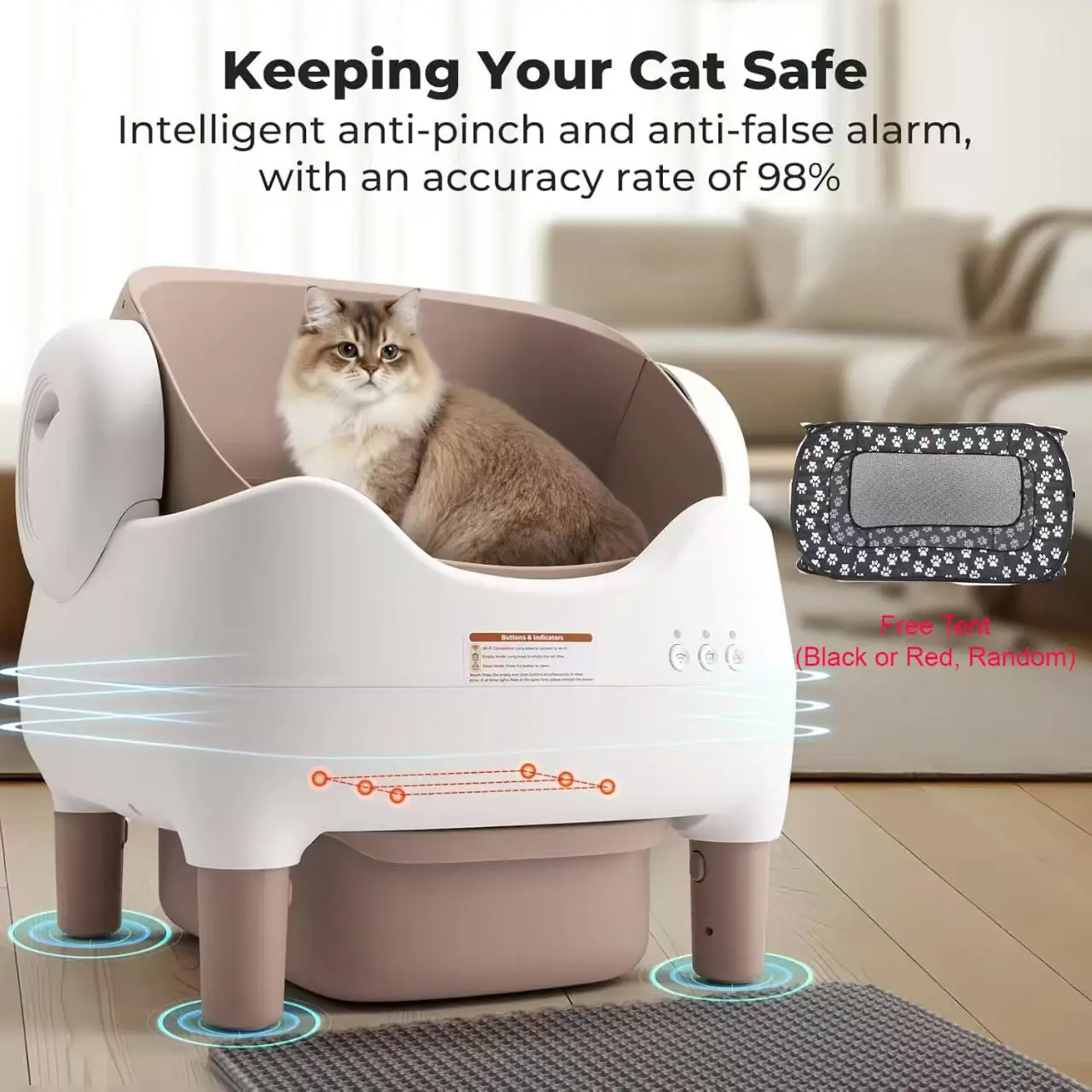 

Automatic Self Cleaning Cat Litter Box Intelligent Cat Litter Pan Open-Top Design Odorless APP Control Cat Sand Box Tray