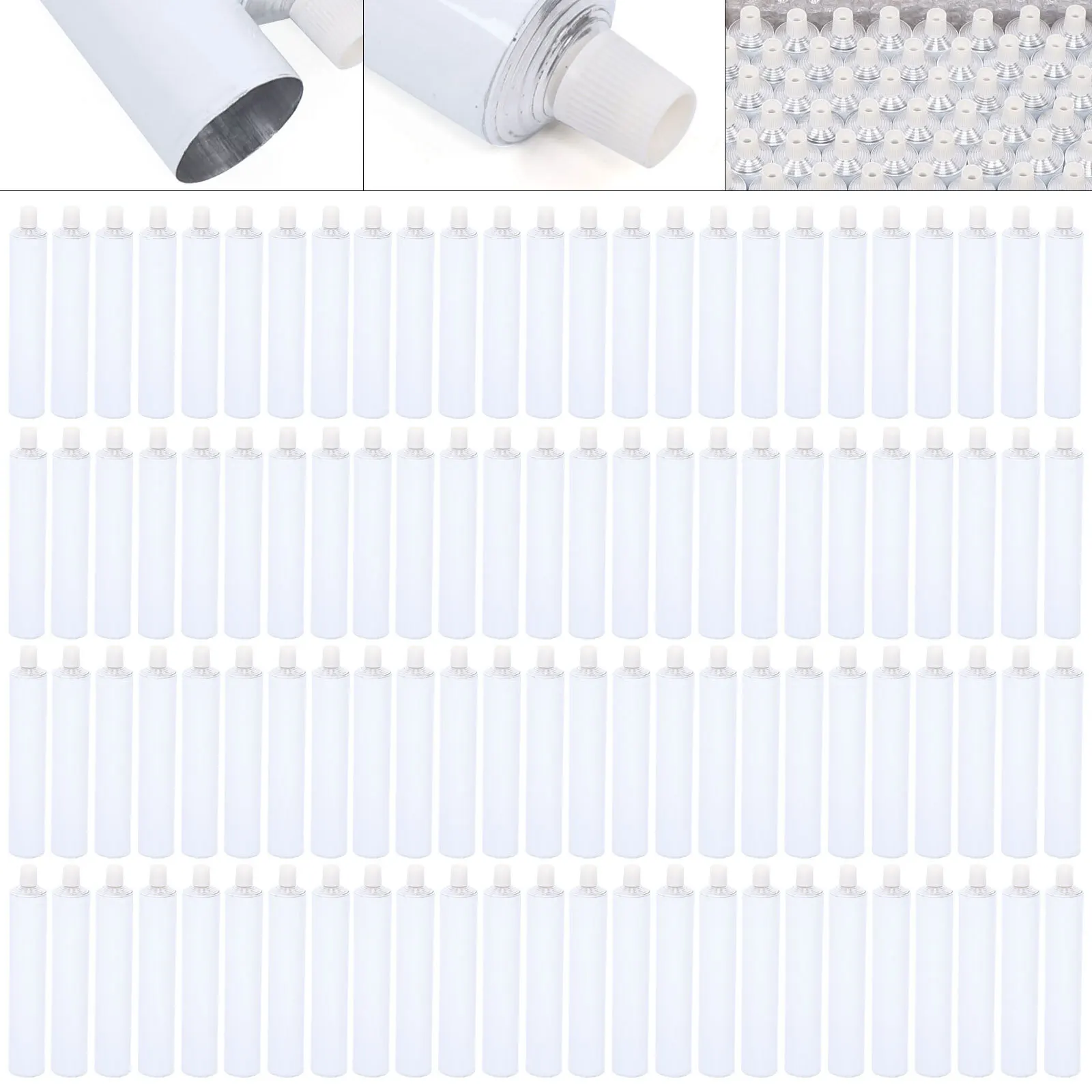 

100pcs Portable 100ml Aluminum Empty Toothpaste Tubes with Needle Cap White