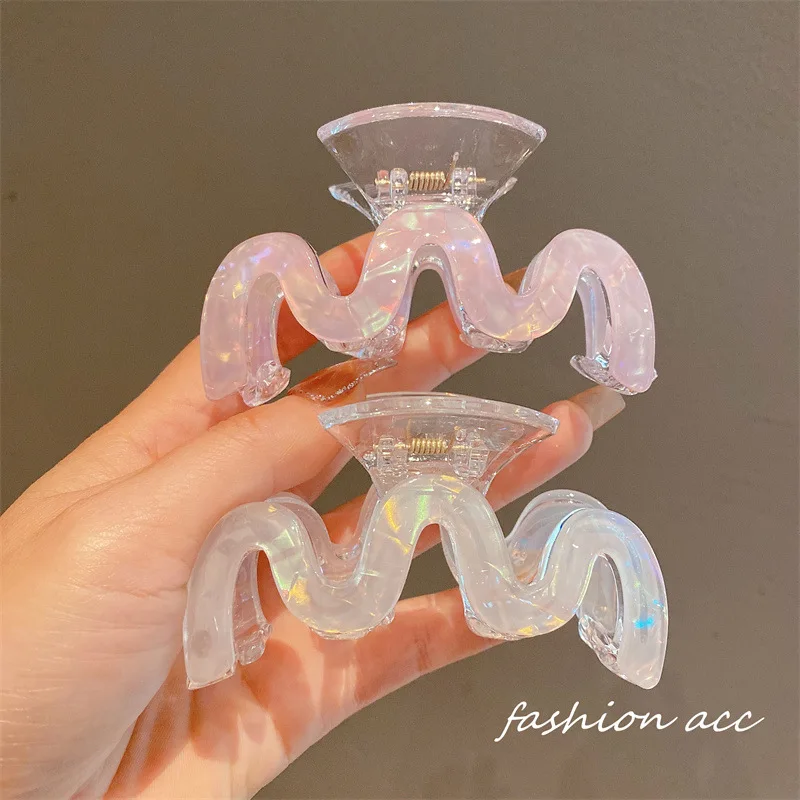 

French acetic acid Hairpin Colorful Jelly Wave Hair Claw Women Girls Fashion Design Sweet Simple Irregular Hair Clip Headwear